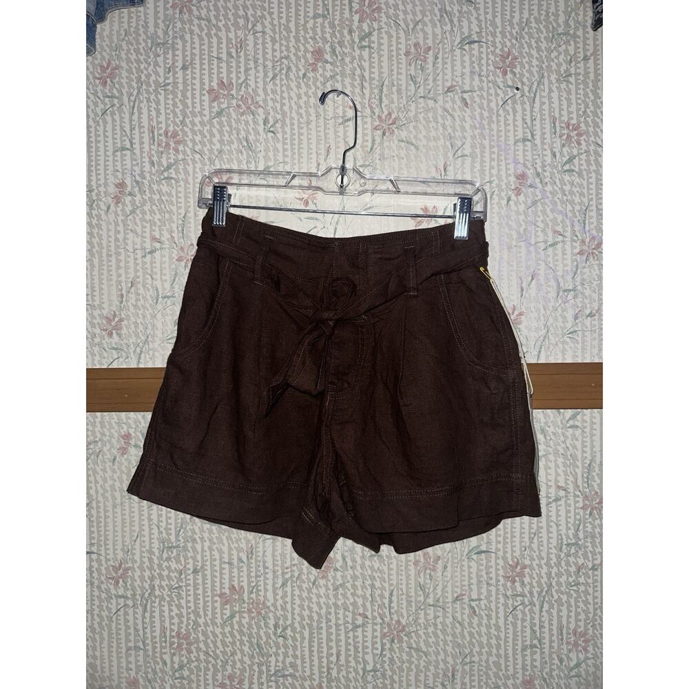 Women's Linen Blend Shorts, Brown, Size 0